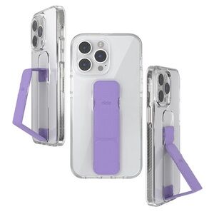 Clckr Stand & Grip Case for iPhone 14 Pro Max - Clear and Purple